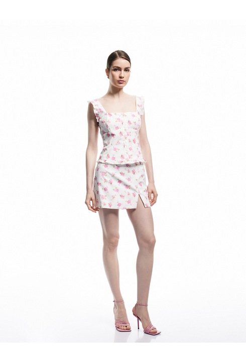 KOTON, Fusta mini cu imprimeu floral, Roz, XS