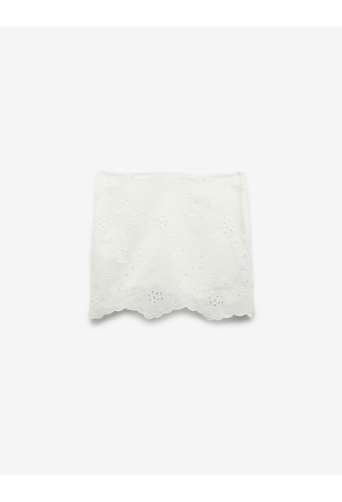 KOTON, Fusta mini cu margini valurite, Alb, XS