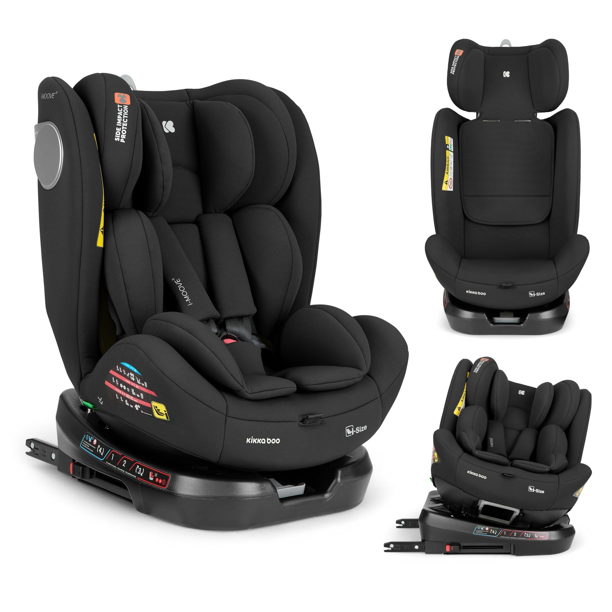 Scaun auto cu isofix KikkaBoo 0-36 kg 4 Safe+ Light Grey 2020