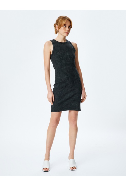 KOTON, Rochie bodycon mini, Gri antracit, L
