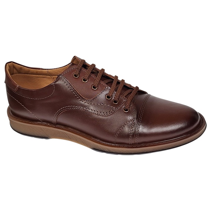 Pantofi barbati, casual, din piele naturala 200699, Maro