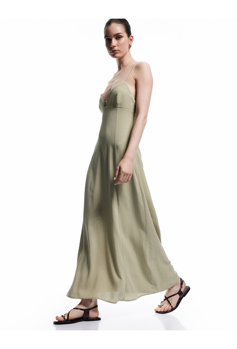 KOTON, Rochie midi cu croiala in A, Kaki