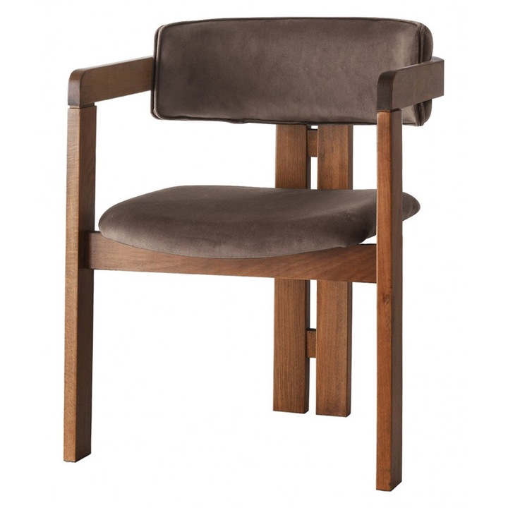 Scaun dining maro inchis din catifea Corsa The Home Collection