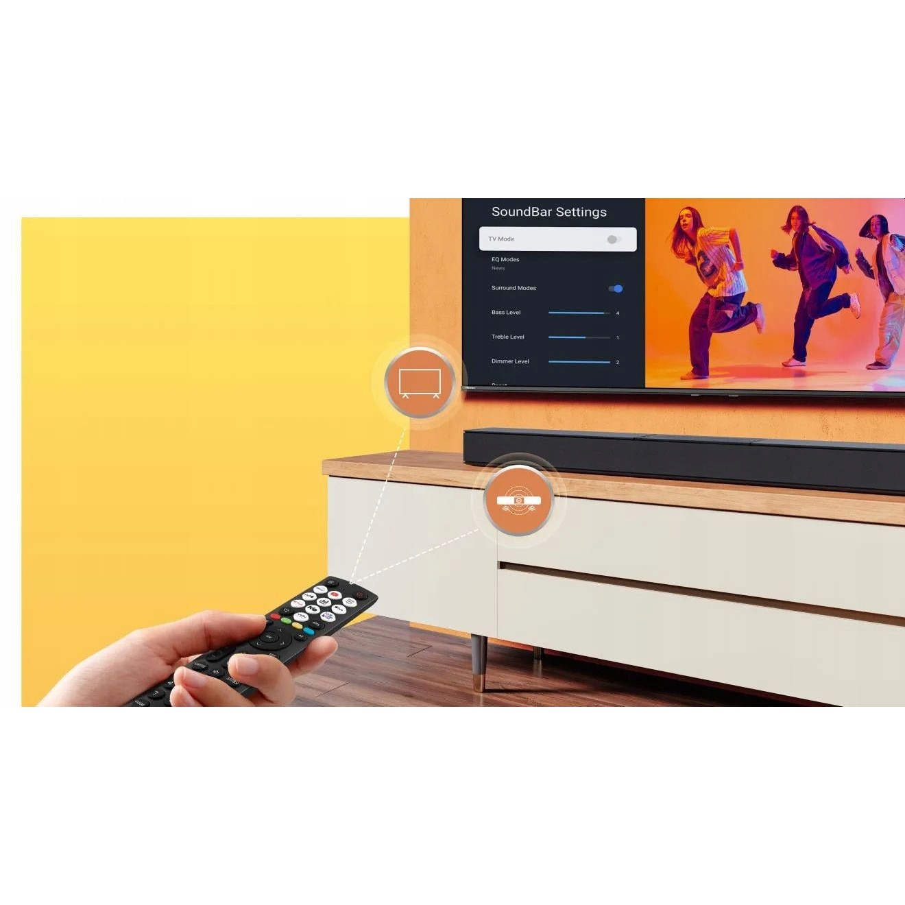 Soundbar 2.1, Hisense HS2000, subwoofer incorporat, Dolby Digital Plus, 800x105x60mm, negru