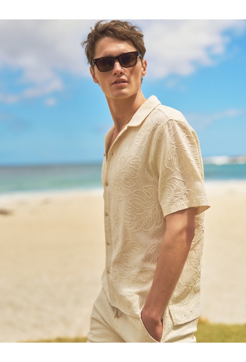 KOTON, Camasa relaxed fit cu broderie, Bej, L