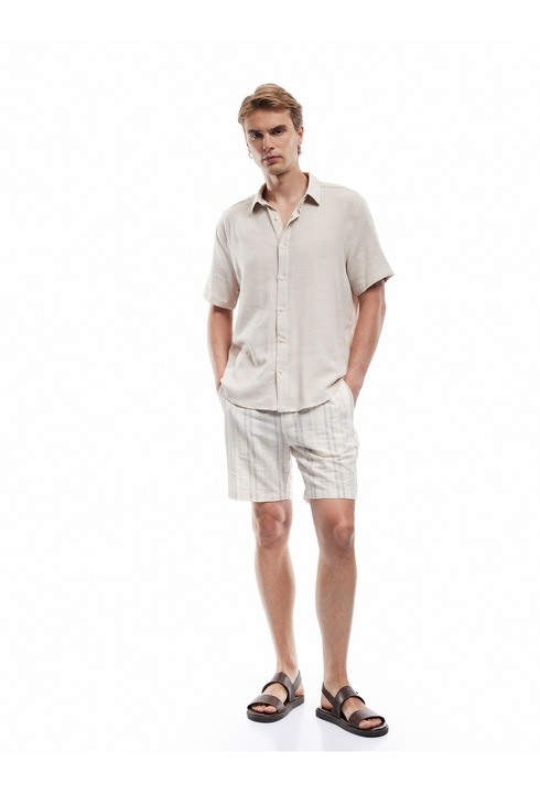 KOTON, Camasa regular fit din amestec de bumbac, Bej, L