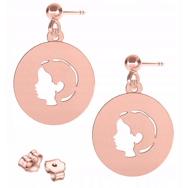 Cercei Dama, Larezo, Blaski Cu Baieti, Argint 925 Acoperit Cu Roz 750, Inchidere Cu Stift, Inaltimea Pandantivului 16 Cm, Pentru Femei, Set Cu Cutie Pentru Bijuterii In Ambalaj De Cadou, Roz