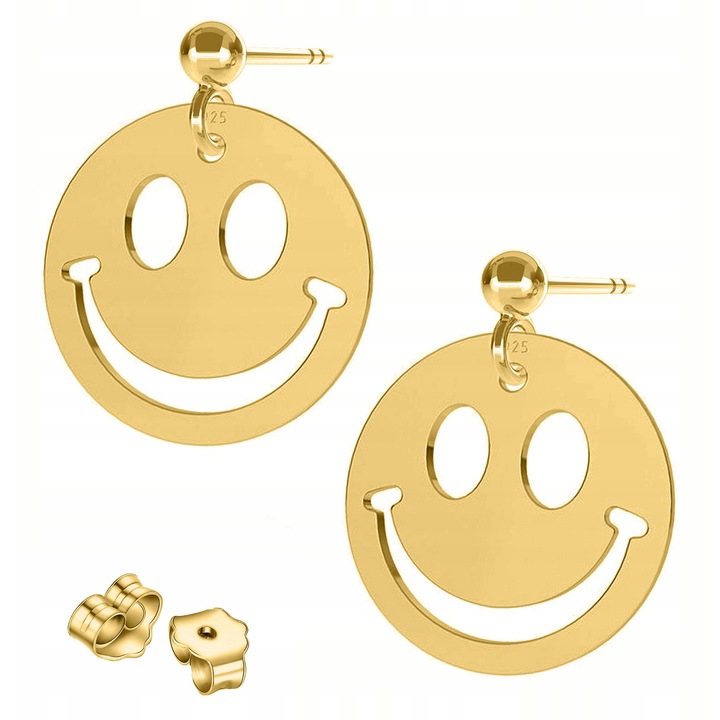 Cercei Dama, Larezo, Emoji Argint 925 Cu Inchidere Cu Stift, Inaltimea Pandantivului, Pentru Femei, Set Cu Cutie Pentru Bijuterii In Ambalaj De Cadou