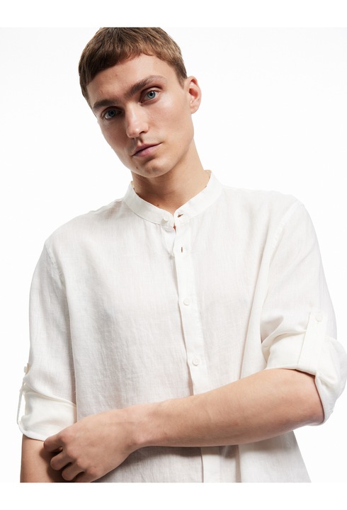 KOTON, Camasa de in cu guler Mao, Alb, L