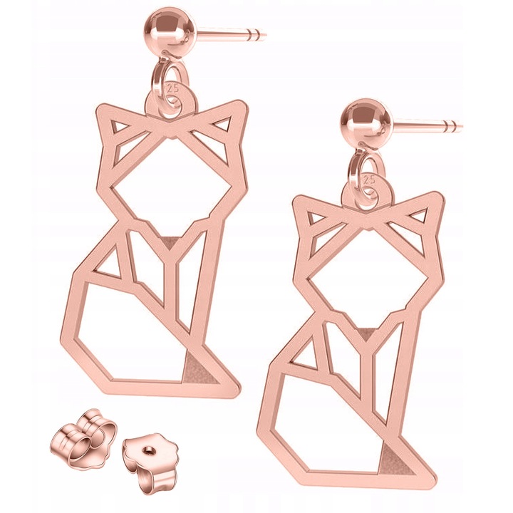 Cercei Dama, Larezo, Argint 925 acoperit cu roz, înălțime pandantiv 17 cm, set cu cutie pentru bijuterii, roz