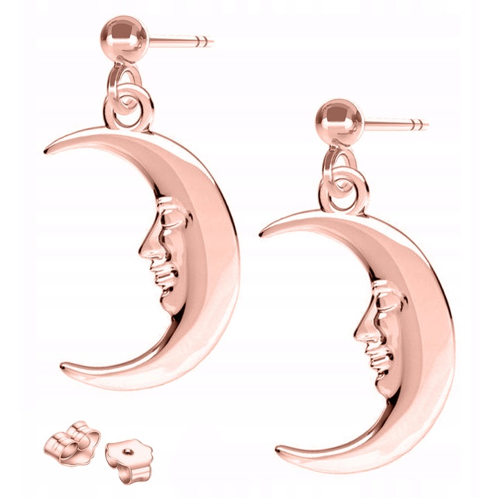 Cercei dama, Larezo, argint 925 acoperit cu roz 750, inaltime pandantiv 2cm, set cu cutie pentru bijuterii, roz