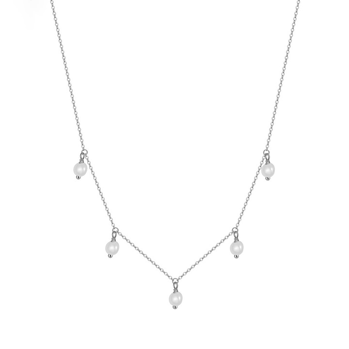 Colier argint 925 placat cu rodiu cu perle naturale, BeSpecial, CRR46