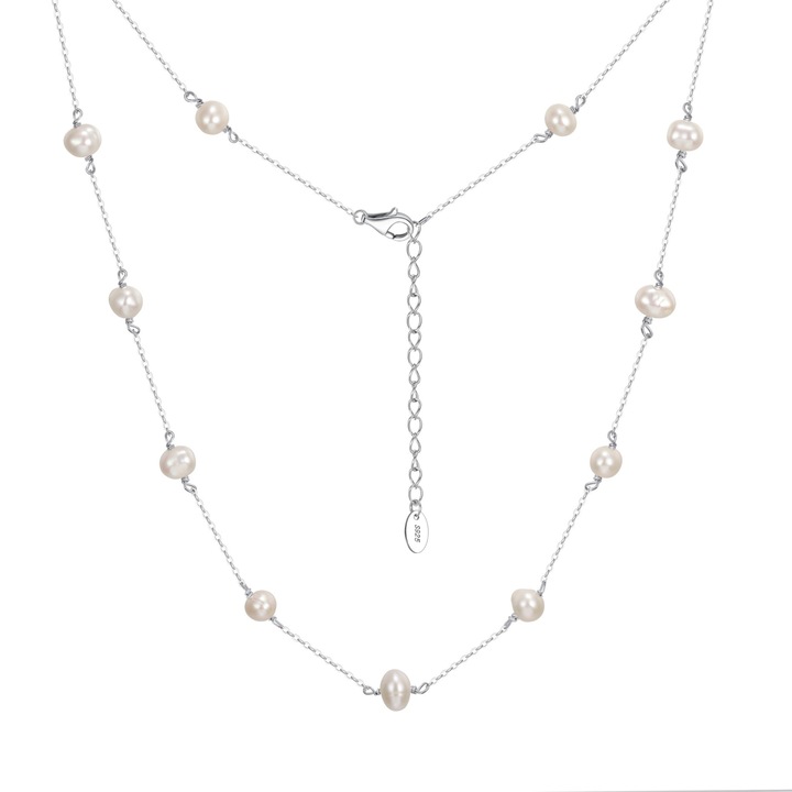 Colier argint 925 placat cu rodiu cu perle naturale, BeSpecial, CRR220