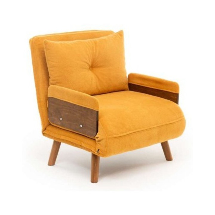 Mustársárga kihúzható textil fotel Cosmo Bohemian The Home Collection