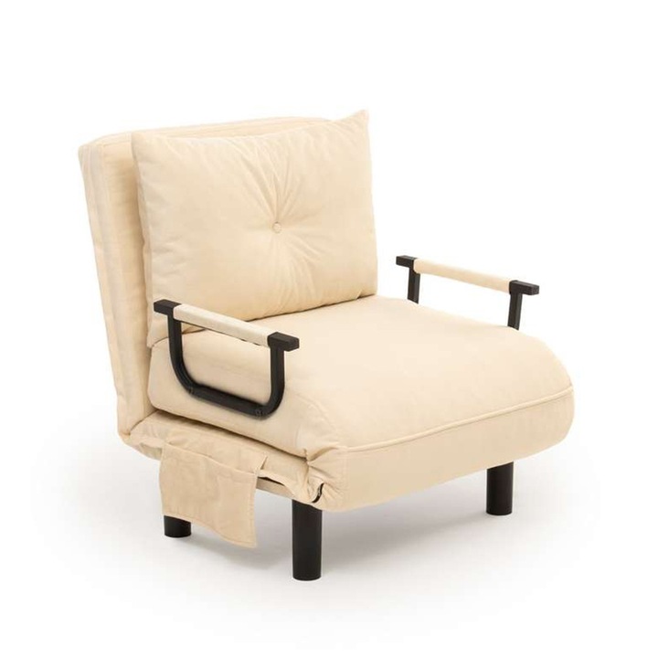 Sento Single krémszínű textil kihúzható fotel The Home Collection