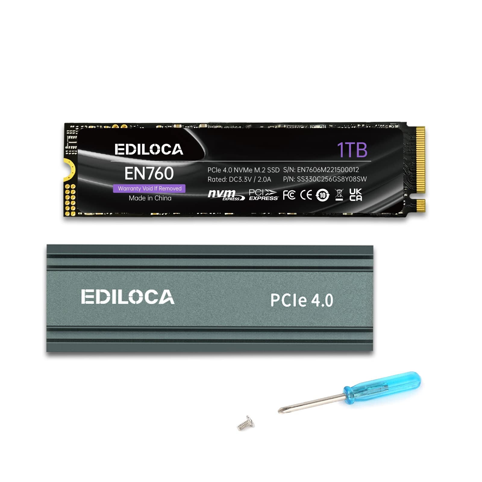 SSD Ediloca 1TB NVMe M.2 cu radiator, PCIe Gen4, 5000 MB/s