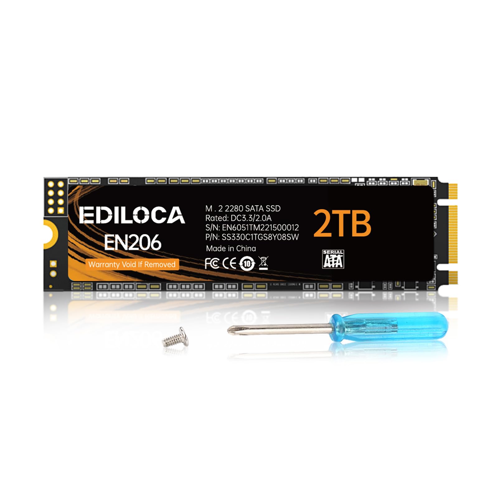 Solid-State Drive Ediloca 2 TB M.2 SATA III 6Gb/s, viteze citire/scriere 550/480 Mb/s