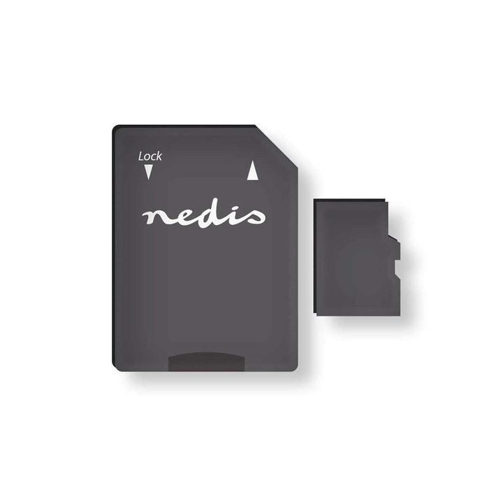 Card de memorie MicroSDXC NEDIS 128GB, viteza de scriere 90MB/s, viteza de citire 45MB/s, adaptor SD inclus