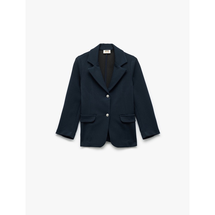 KOTON, Sacou cu model uni si buzunare cu clapa, Bleumarin, 146-152 CM