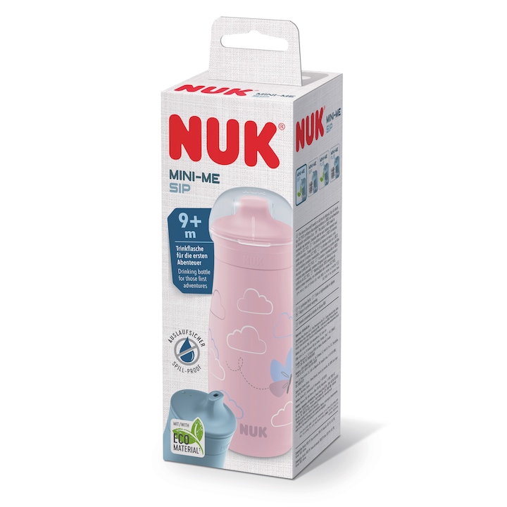 Cana NUK Mini-Me, cu cioc dur de băut, anti-curgere, 300 ml, de la 9 luni, fără BPA, 1 bucată, Fluture