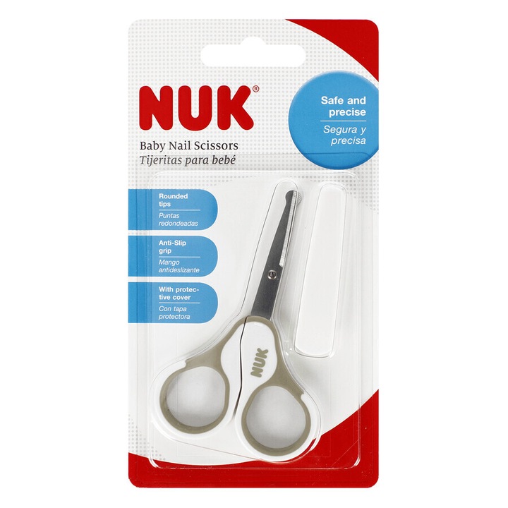 Forfecuță pentru unghii bebeluși NUK, sigură și cu precizie, pentru îngrijirea unghiilor copiilor, include capac de protecție