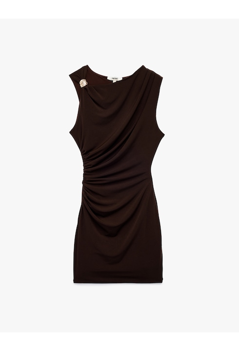 KOTON, Rochie mini cu fronseuri, Maro