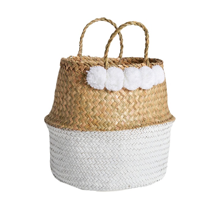 Cos de rufe maro/alb din ratan 42x42 cm Vekeo Vical Home