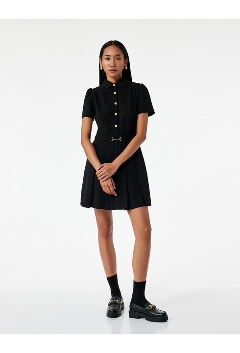 KOTON, Rochie mini cu fenta cu nasturi, Negru, XS
