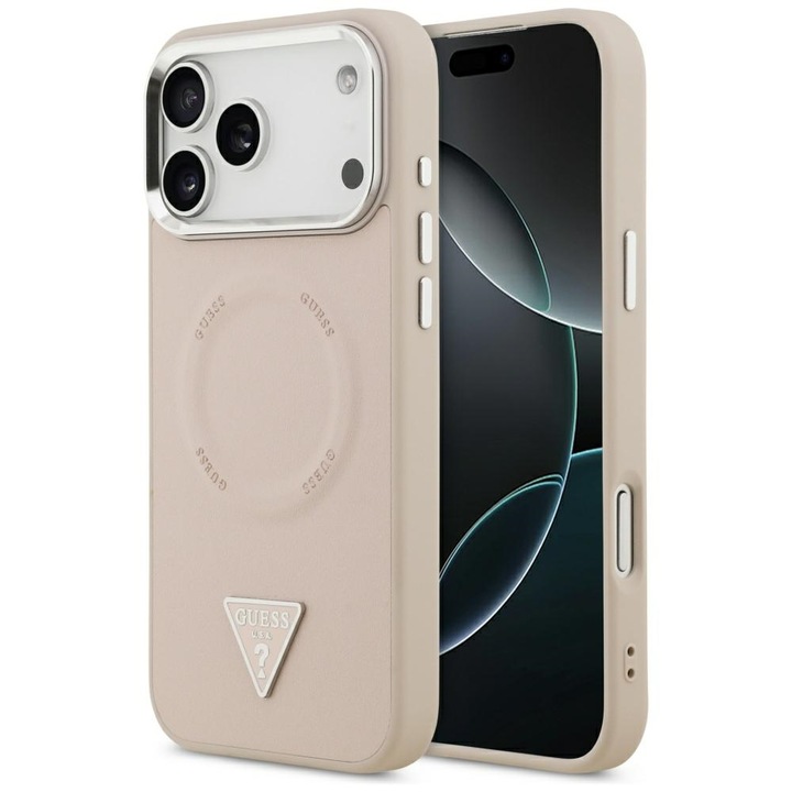 Carcasa Guess pentru iPhone 17 Pro Max, roz, piele ecologică, MagSafe