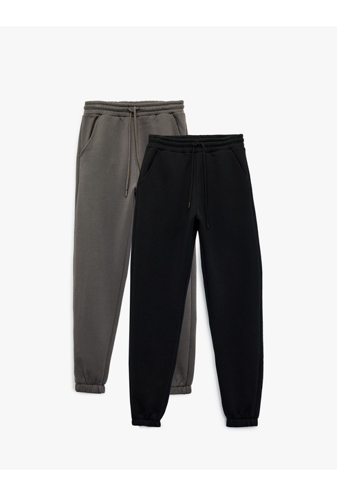 KOTON, Set de pantaloni de trening cu snur de ajustare - 2 piese, Multicolor, L