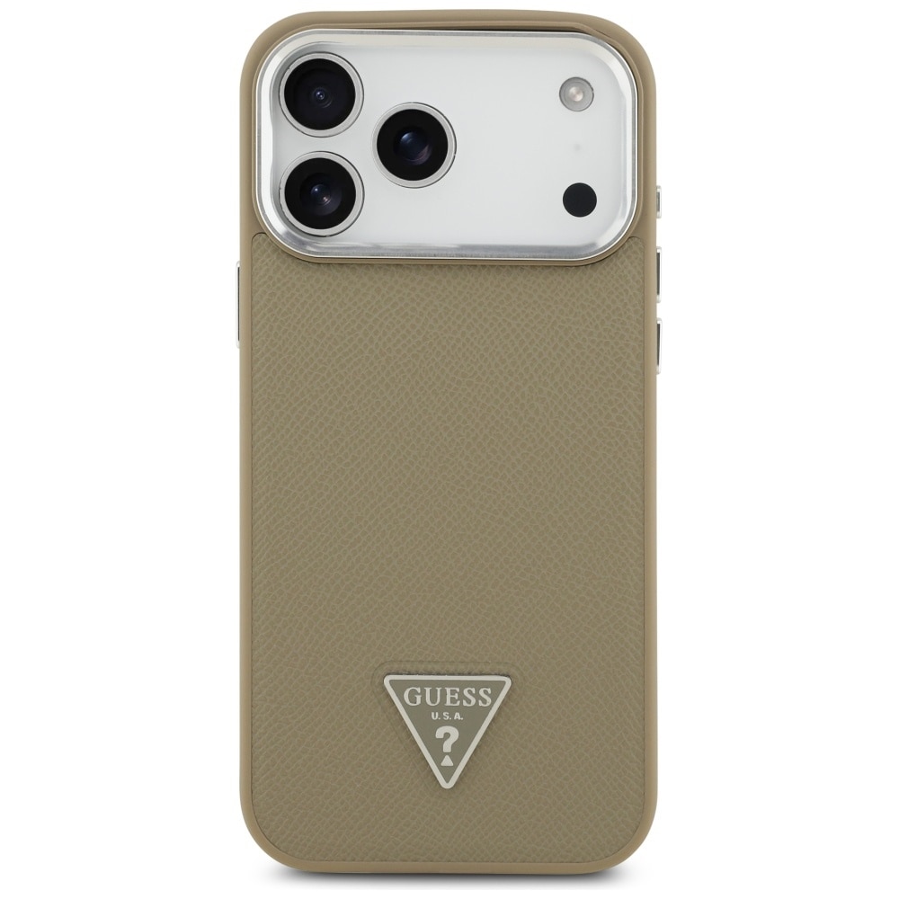 Husa pentru iPhone 17 Pro - Guess Grained Triangle Logo MagSafe - Maro