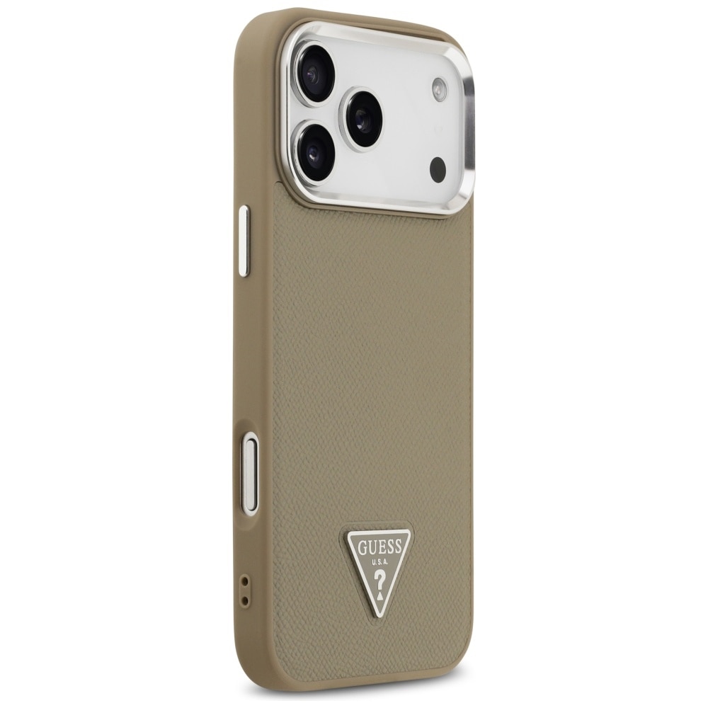 Husa pentru iPhone 17 Pro - Guess Grained Triangle Logo MagSafe - Maro