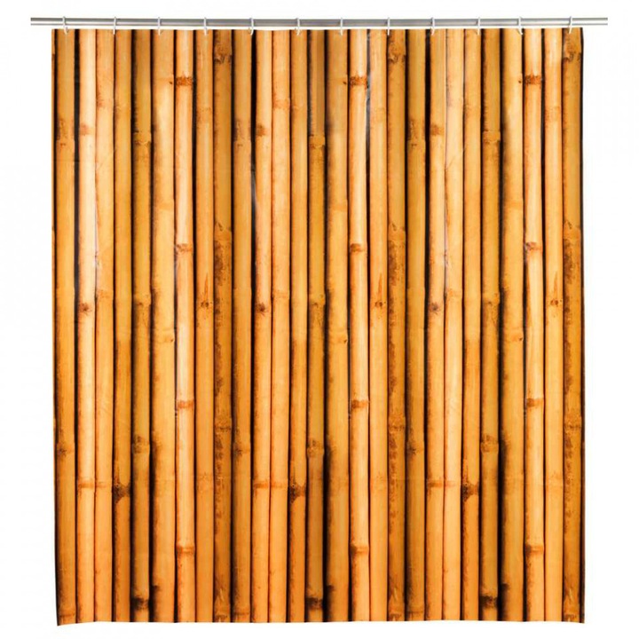 Кафява завеса за душ от синтетични влакна 180x200 см Bambusa Wenko