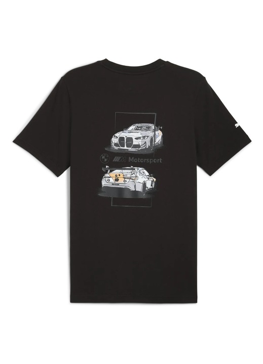 Tricou bărbați Puma cu grafică BMW, bumbac organic, negru, L