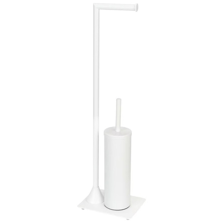 Perie toaleta cu suport hartie igienica alba din metal Hella Wenko
