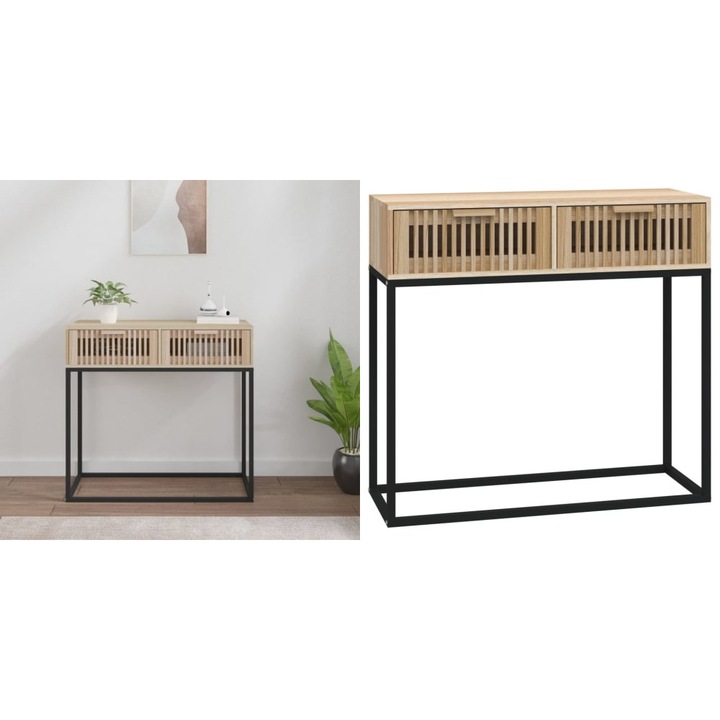 Masa consola, 80x30x75 cm, lemn prelucrat si fier