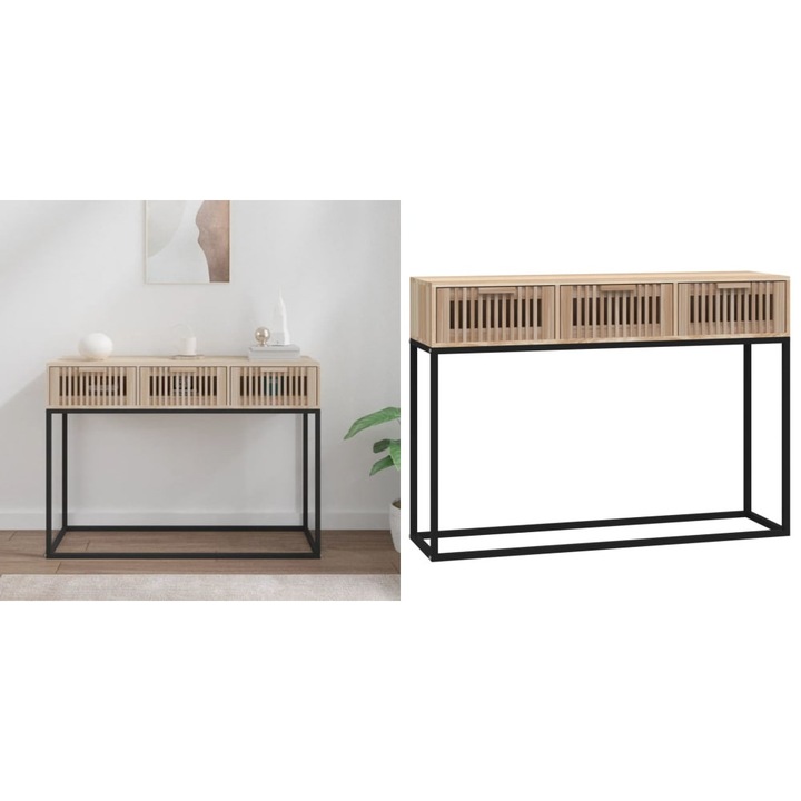 Masa consola, 105x30x75 cm, lemn prelucrat si fier
