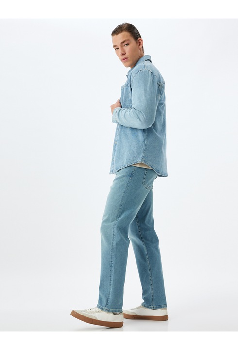 KOTON, Blugi cu croiala dreapta Mark, Albastru indigo