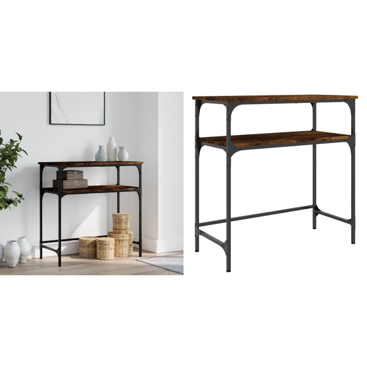 Masa consola, stejar fumuriu, 75x35, 5x75 cm, lemn prelucrat