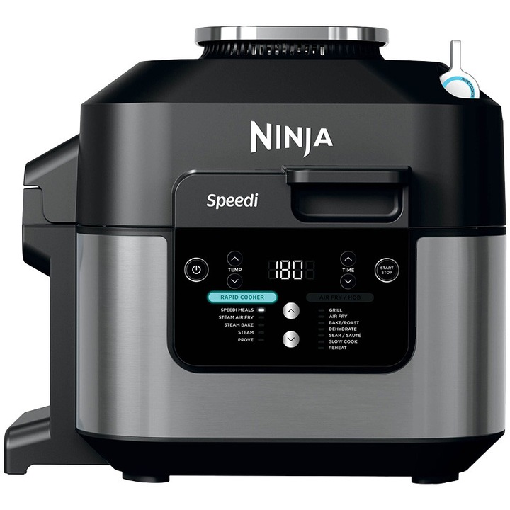 Мултикукър Ninja Speedi 12в1 ON500, 1760 W, капацитет 5.7 л, функция AirFryer и фурна, 4 порции едновременно, керамично покритие, черен