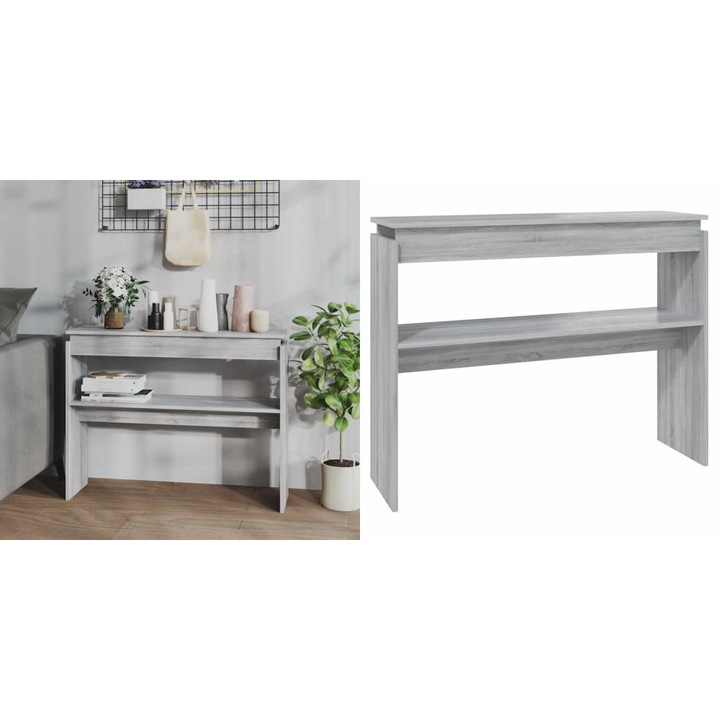 Masuta consola, gri sonoma, 102x30x80 cm, lemn prelucrat