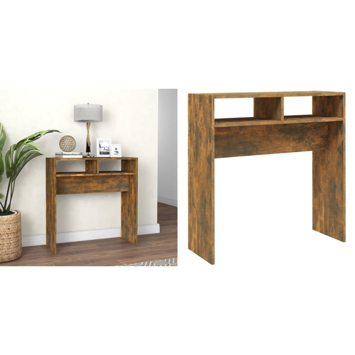 Masuta consola, stejar fumuriu, 78x30x80 cm, lemn prelucrat