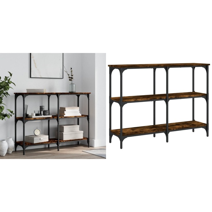 Masuta consola, stejar fumuriu, 100x29x75 cm, lemn prelucrat