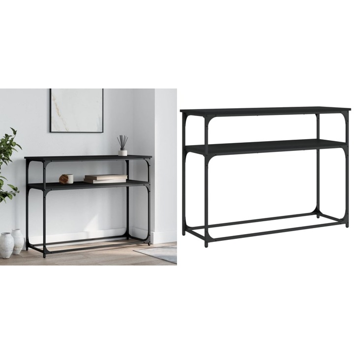 Masuta consola, negru, 100x35, 5x75 cm, lemn compozit