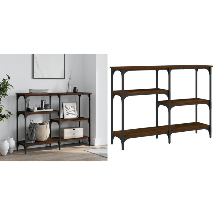 Masuta consola, stejar maro, 102x29x75 cm, lemn prelucrat