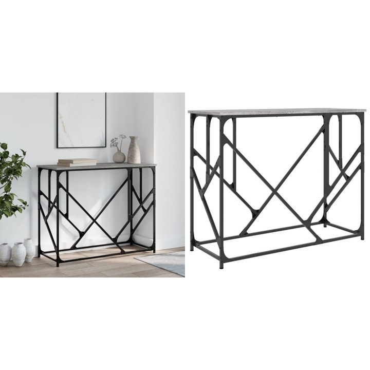 Masuta consola, gri sonoma, 100x40x80 cm, lemn prelucrat