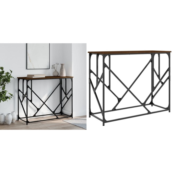 Masuta consola, stejar maro, 100x40x80 cm, lemn prelucrat