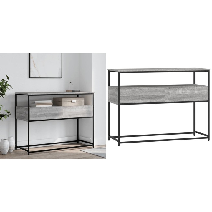 Masuta consola, gri sonoma, 100x40x75 cm, lemn prelucrat