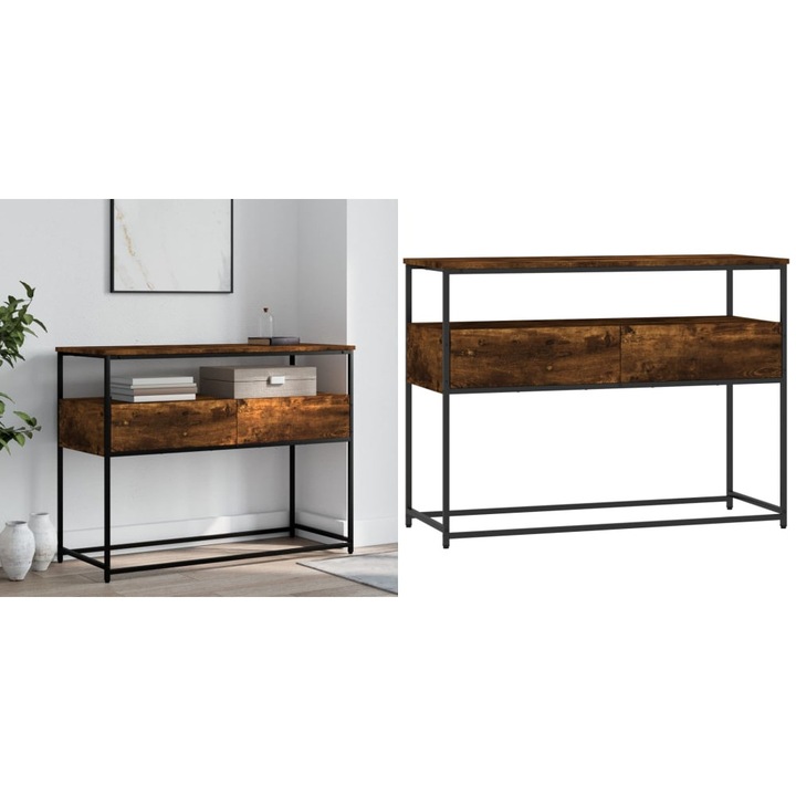 Masuta consola, stejar fumuriu, 100x40x75 cm, lemn prelucrat