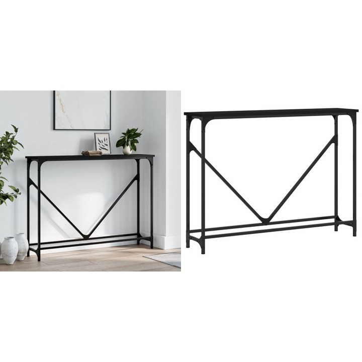 Masuta consola, negru, 102x22, 5x75 cm, lemn compozit